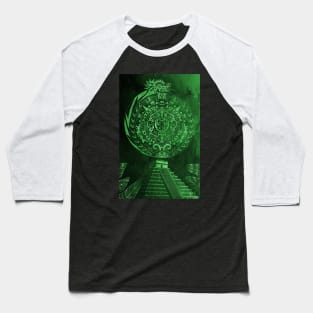 jade quetzalcoatl and the aztec calendar in teotihuacan ecopop mexican pattern Baseball T-Shirt